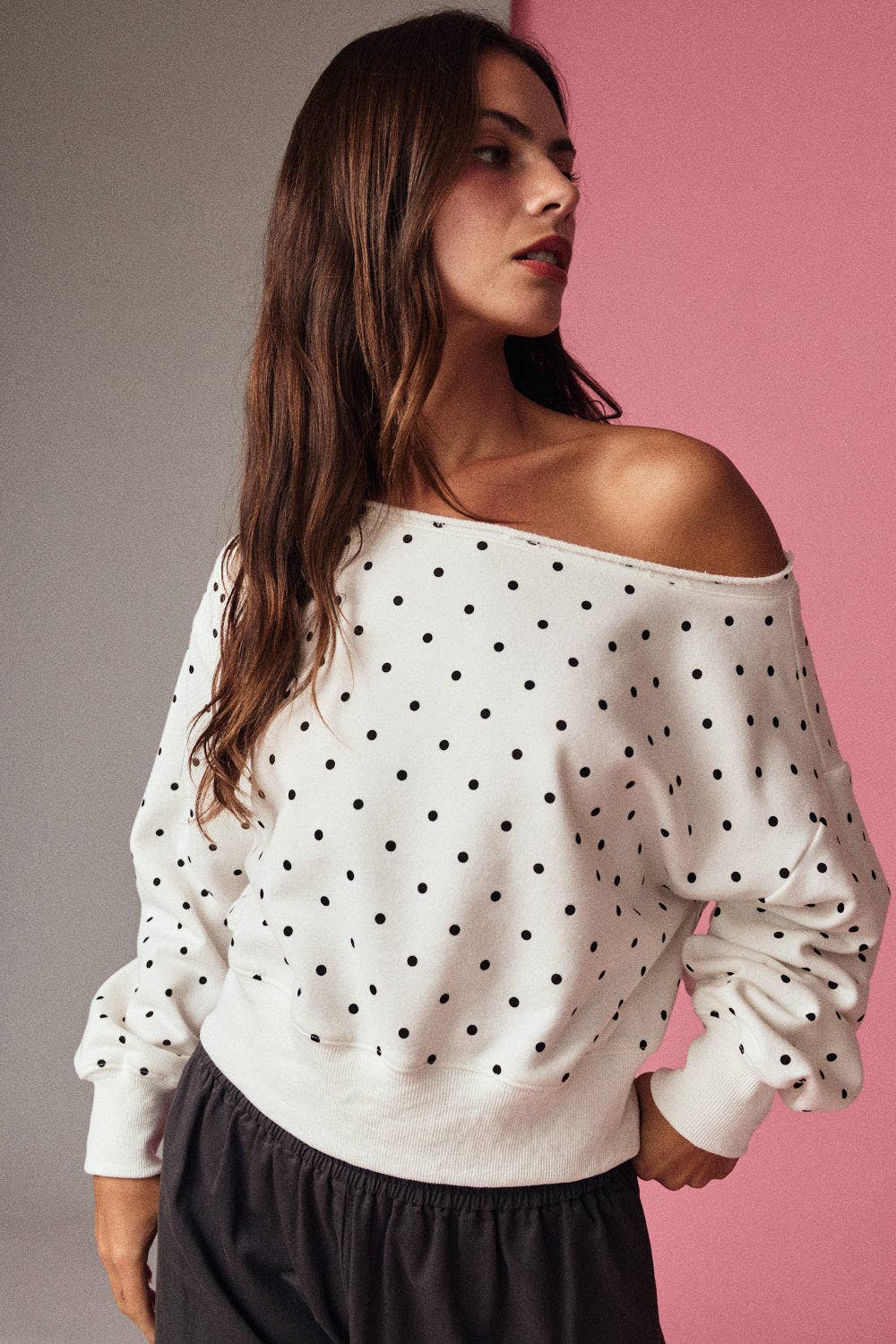 White Polka Dot Sweatshirt