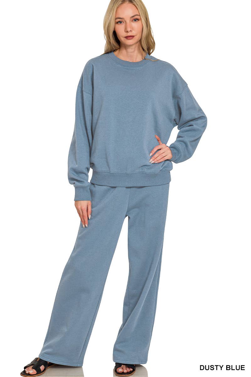 Two Piece Comfort Crew Set - Dusty Blue