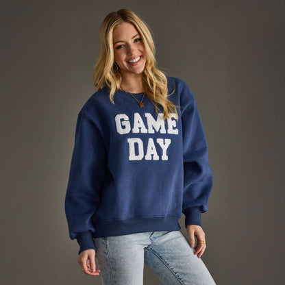 Blue Game Day Textured Sweatshirt