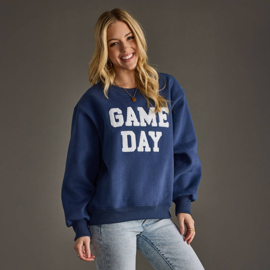 Blue Game Day Textured Sweatshirt