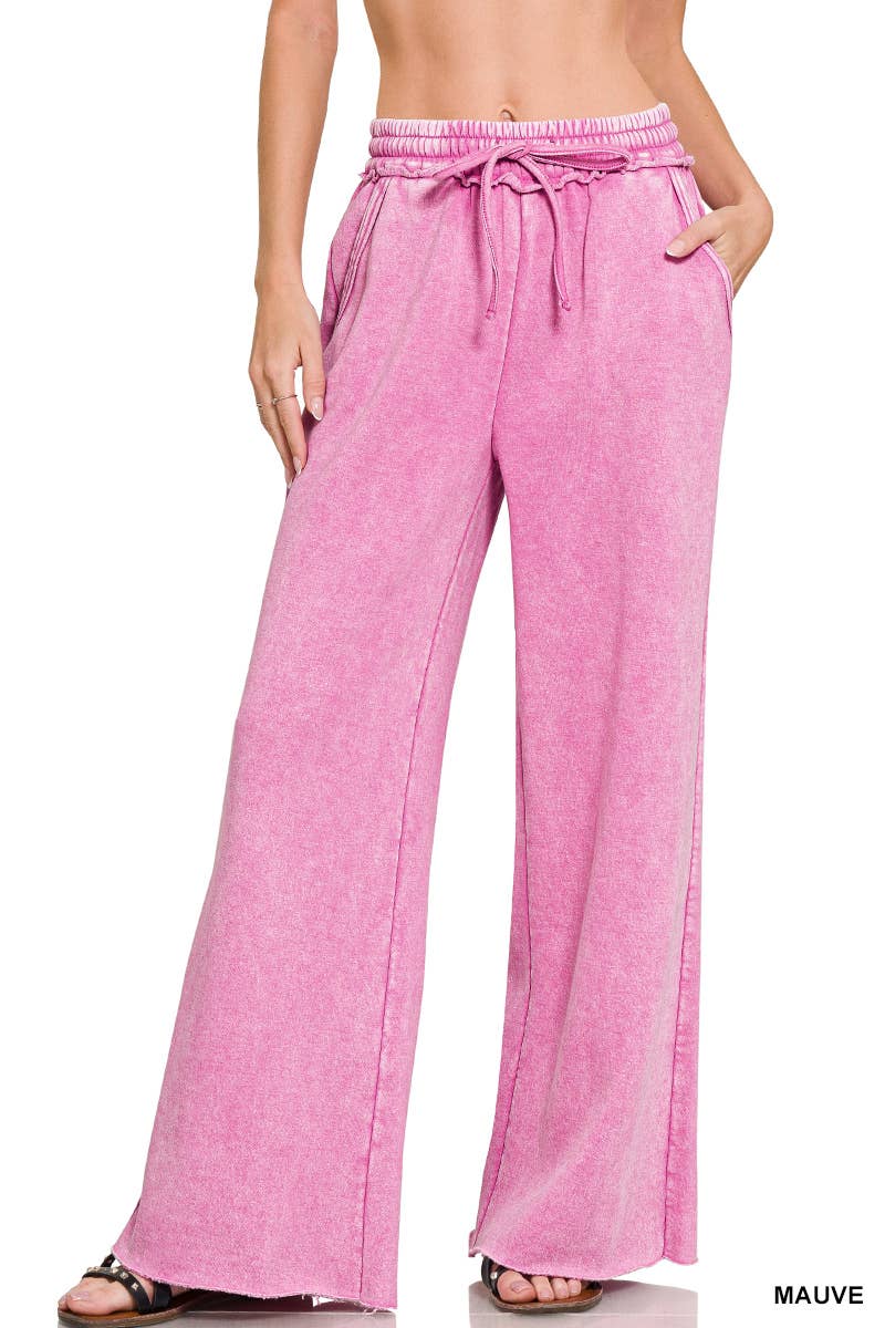 Comfy Crew  Fleece Palazzo Sweatpants With Pockets - Ash Blue or Marlin