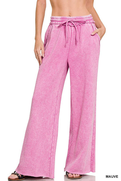 Comfy Crew  Fleece Palazzo Sweatpants With Pockets - Ash Blue or Marlin