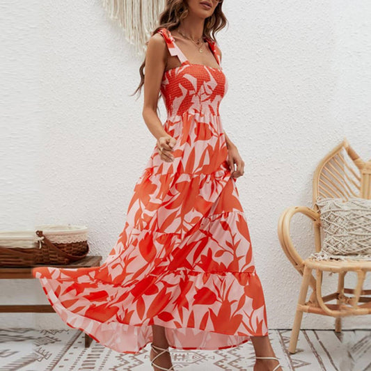 Orange Creamsicle Tie Up Maxi Dress