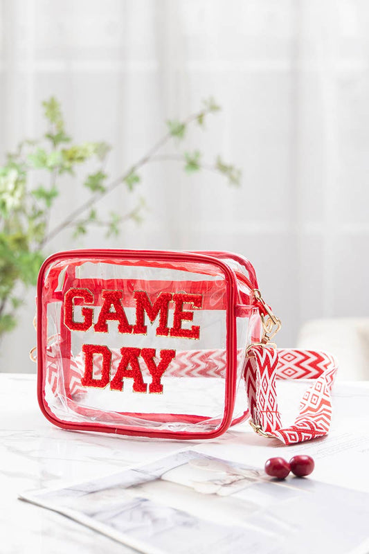 Red - Game Day Stadium Approved Clear Crossbody Bag