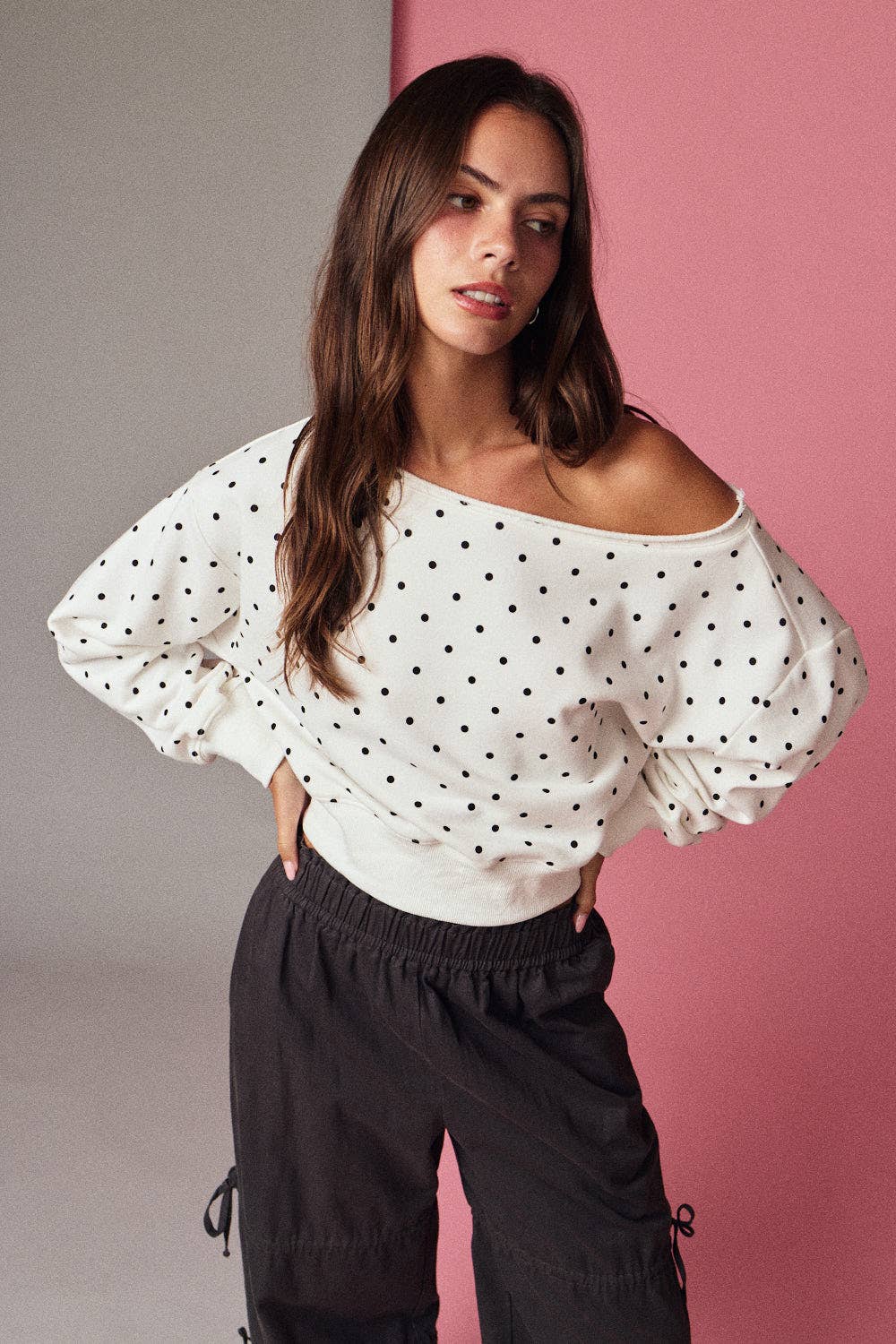 White Polka Dot Sweatshirt