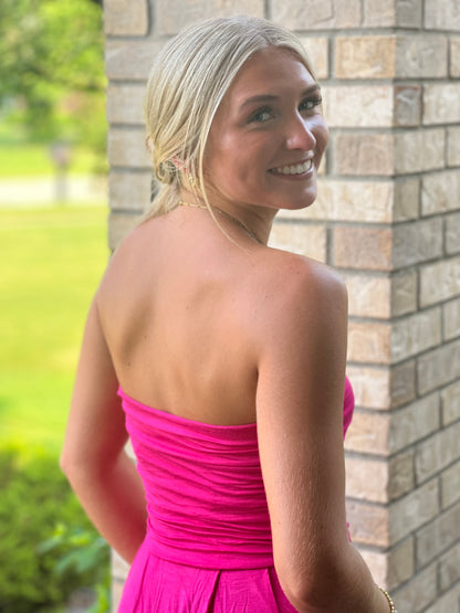 PRETTY IN PINK TUBE TOP JUMPSUIT