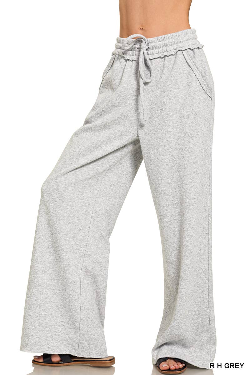 Everyone's Favorite Wide Leg Sweatpants - gray and bone