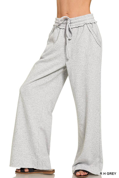 Everyone's Favorite Wide Leg Sweatpants - gray and bone