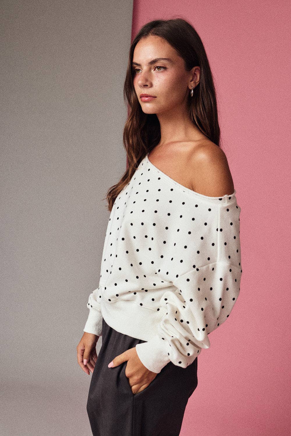 White Polka Dot Sweatshirt