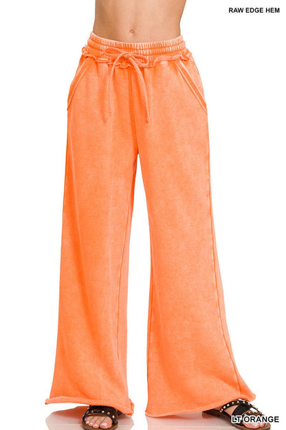 Comfy Crew  Fleece Palazzo Sweatpants With Pockets - Ash Blue or Marlin