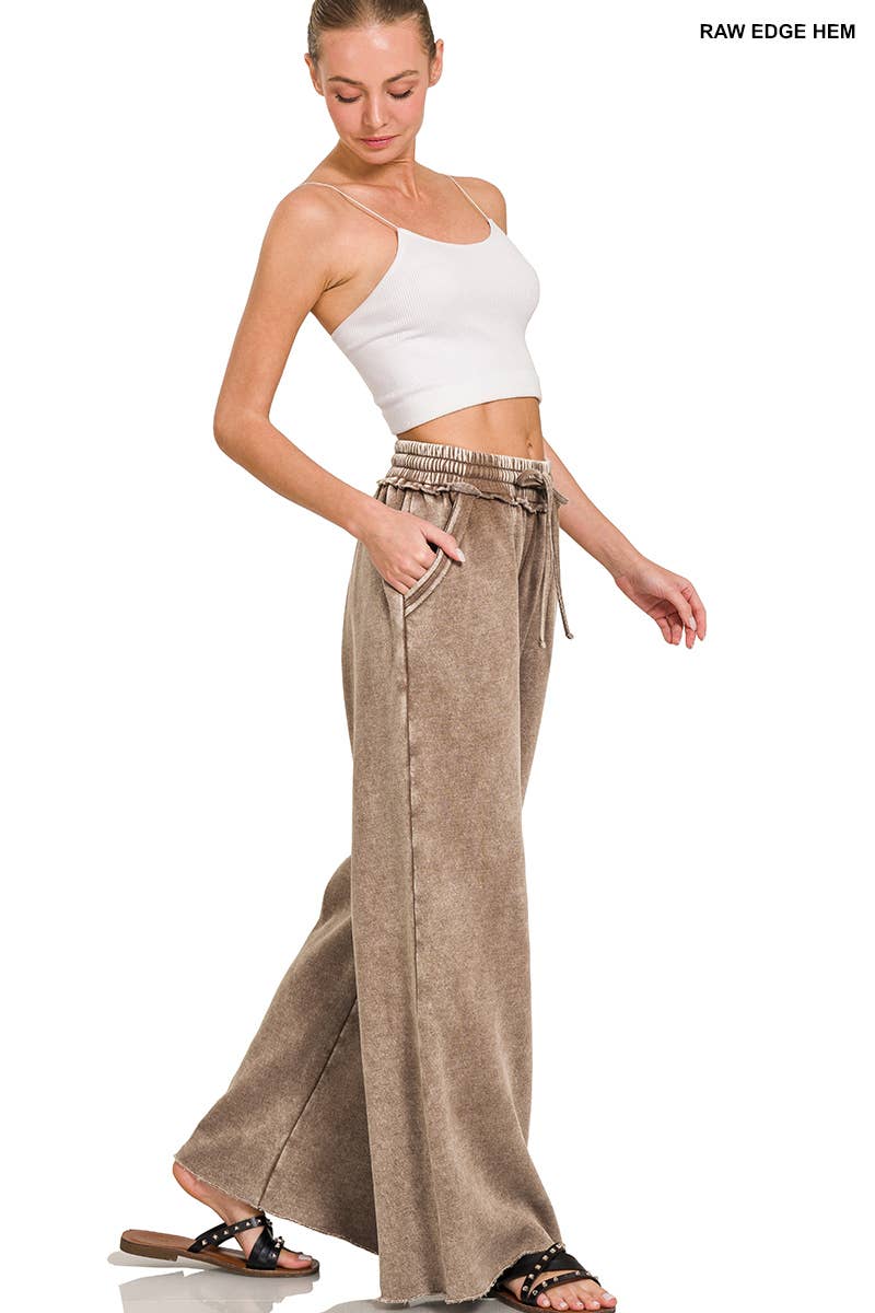 Comfy Crew  Fleece Palazzo Sweatpants With Pockets - Ash Blue or Marlin