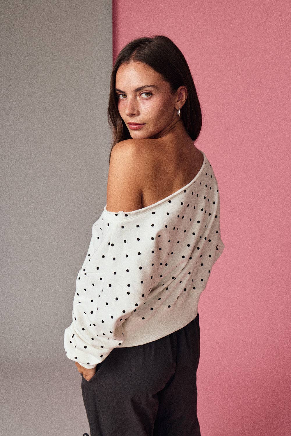 White Polka Dot Sweatshirt