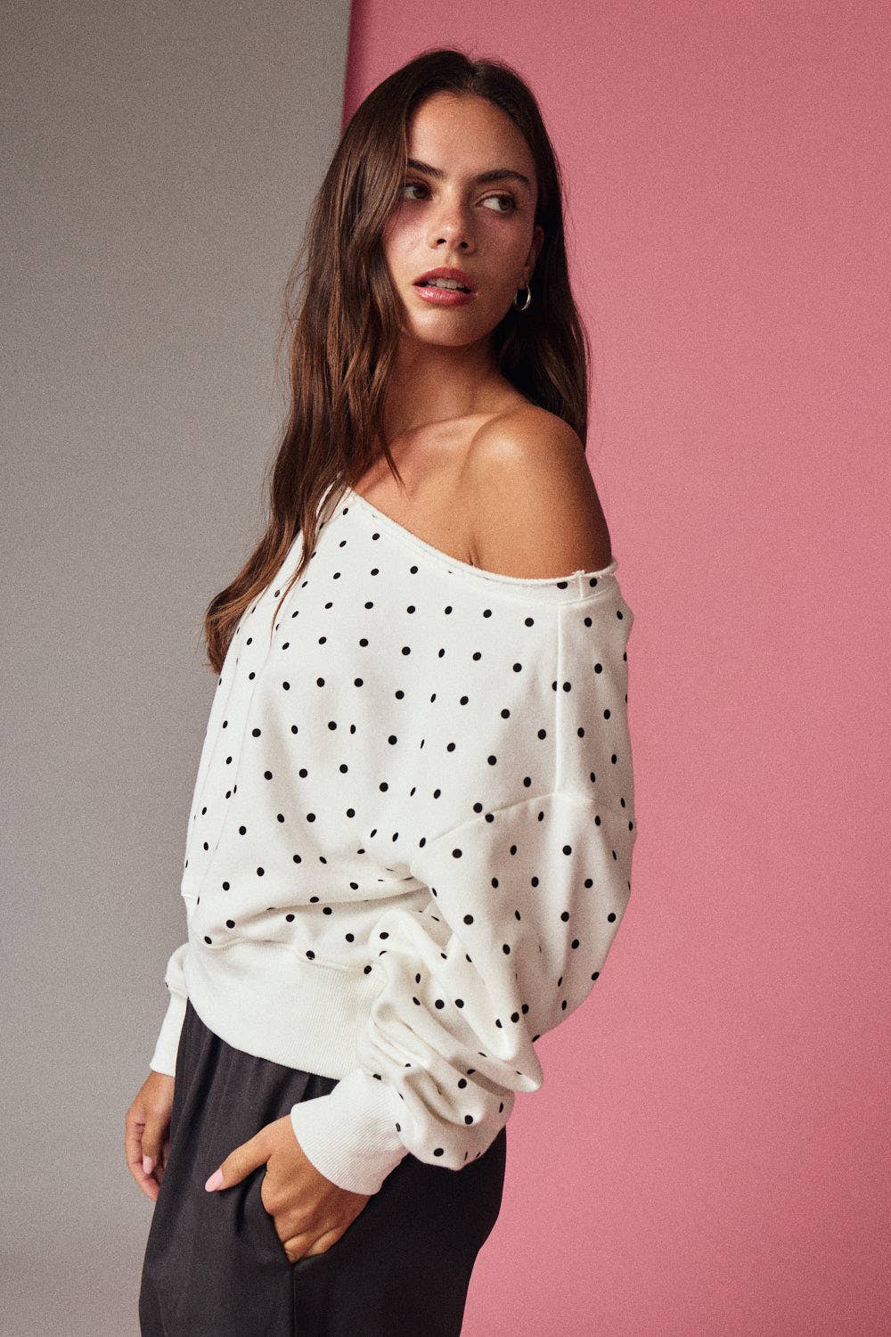 White Polka Dot Sweatshirt
