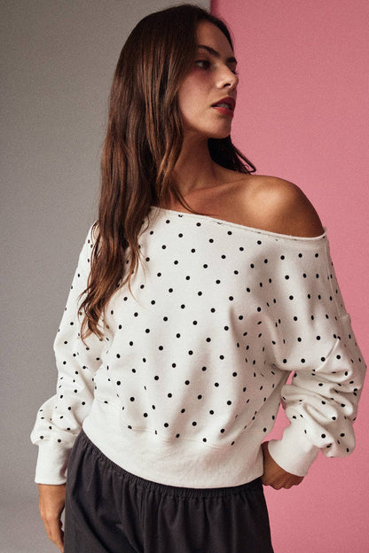 White Polka Dot Sweatshirt