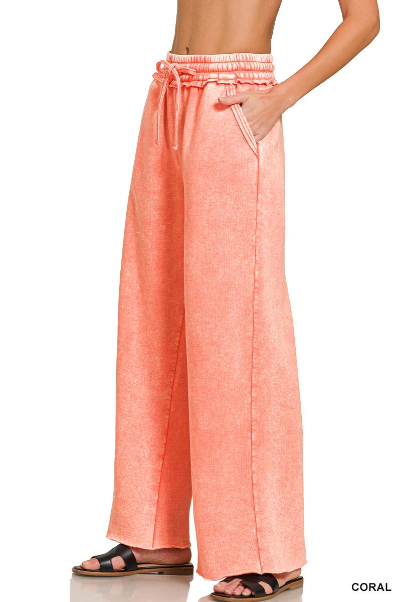 Comfy Crew  Fleece Palazzo Sweatpants With Pockets - Ash Blue or Marlin