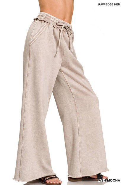 Comfy Crew  Fleece Palazzo Sweatpants With Pockets - Ash Blue or Marlin