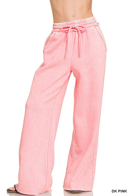 Comfy Crew  Fleece Palazzo Sweatpants With Pockets - Ash Blue or Marlin