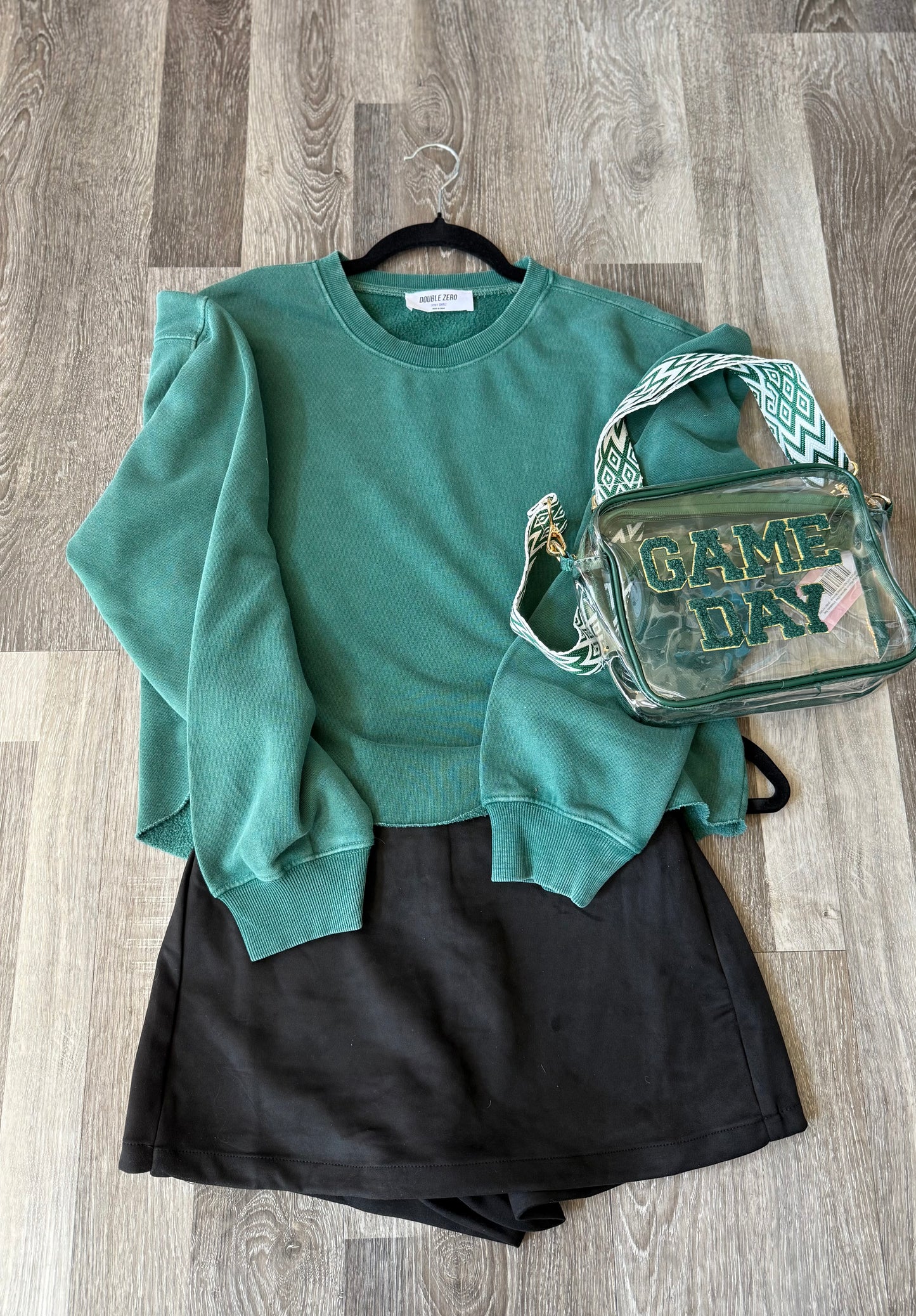 Dark Green Cropped Crewneck Sweatshirt