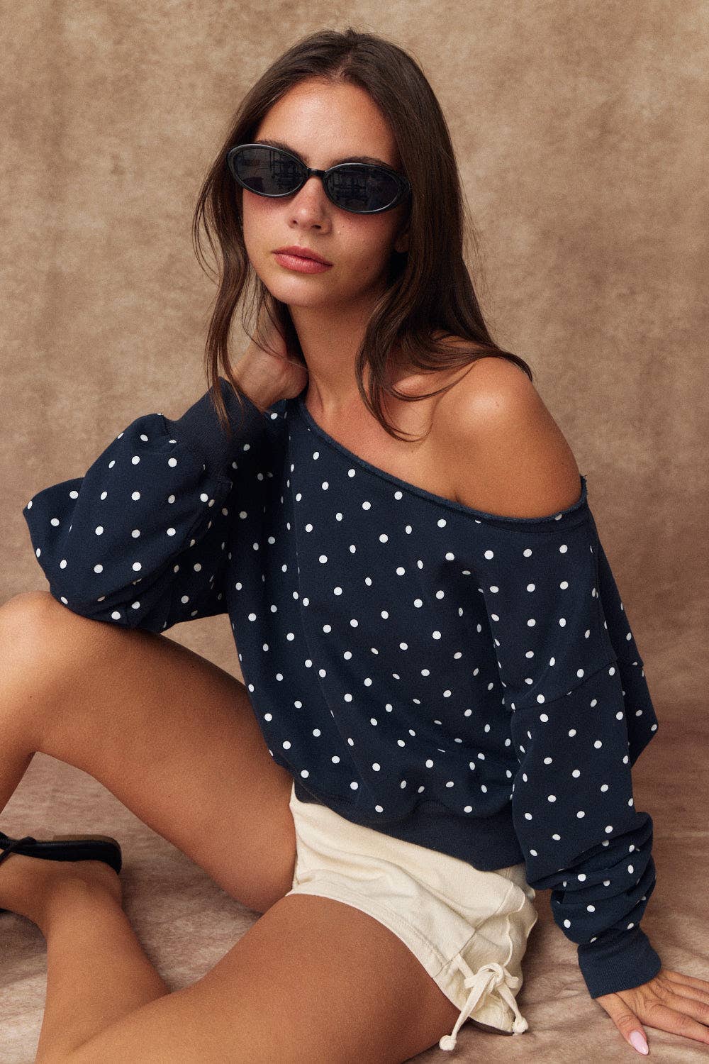 Navy Polka Dot Sweatshirt