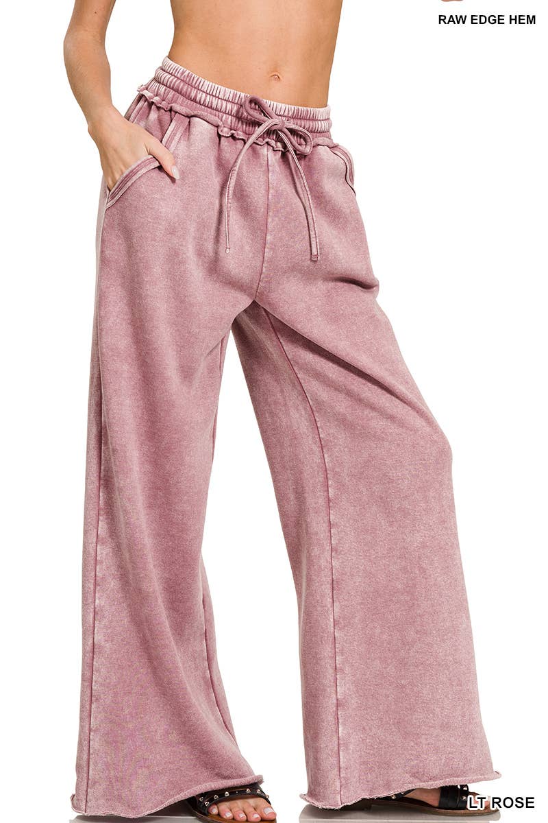 Comfy Crew  Fleece Palazzo Sweatpants With Pockets - Ash Blue or Marlin