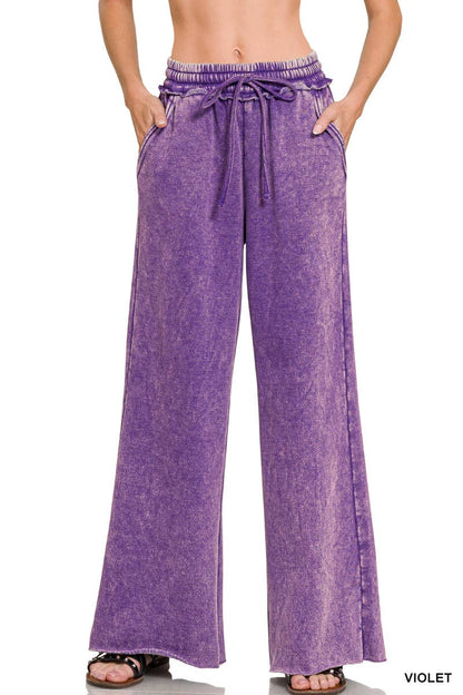 Comfy Crew  Fleece Palazzo Sweatpants With Pockets - Ash Blue or Marlin