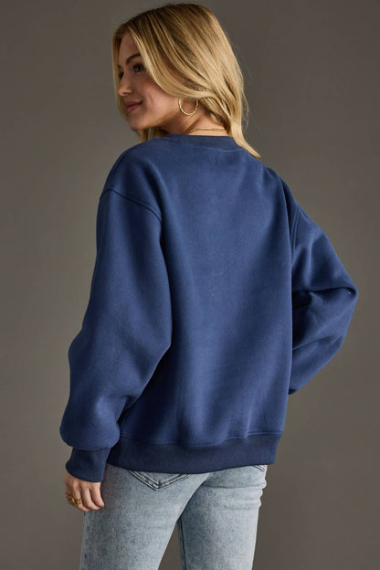 Blue Game Day Textured Sweatshirt