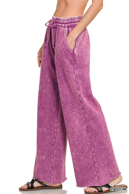 Comfy Crew  Fleece Palazzo Sweatpants With Pockets - Ash Blue or Marlin